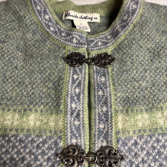 Vintage Telluride Clothing Co Fair Isle Wool Cardigan Sweater  S Gray Green - Picture 6 of 13